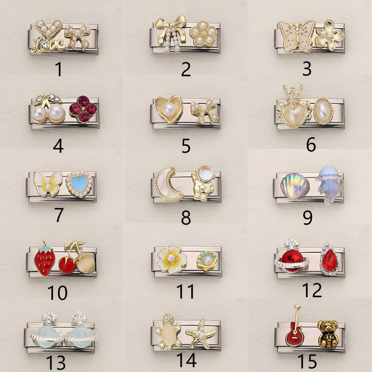 Wholesale 10pcs Italian Charm Bracelet 9mm DIY Splicing Pearl Series Stainless Steel Composable Bracelet