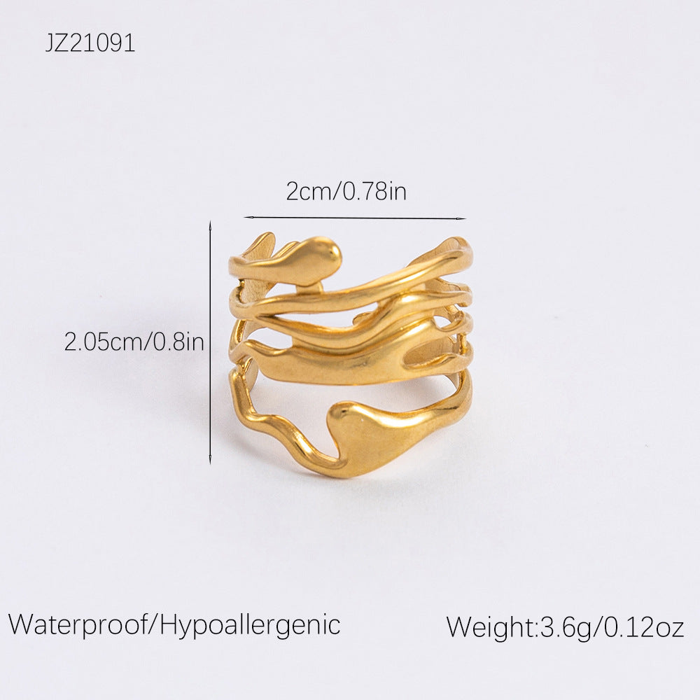 Wholesale Irregular Oval Luxury 18K Gold Rings ACC-RS-YuHui005