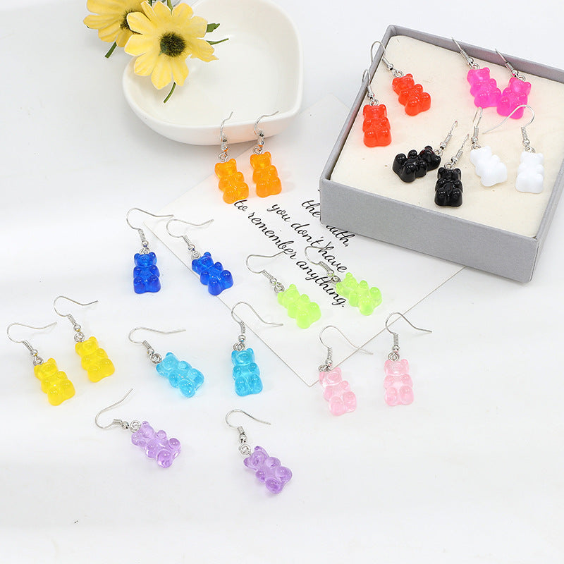 Wholesale Jelly Color Resin Bear Earrings Cute Earrings ACC-ES-YuChan003
