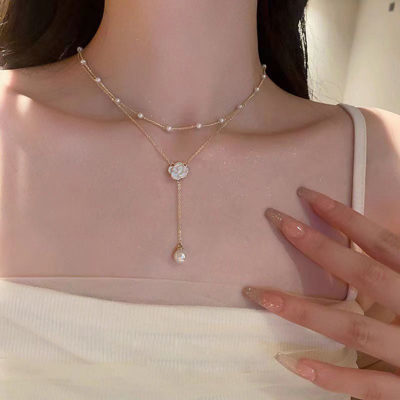 Wholesale Light Luxury Water Drops Zircon Tassel Necklace