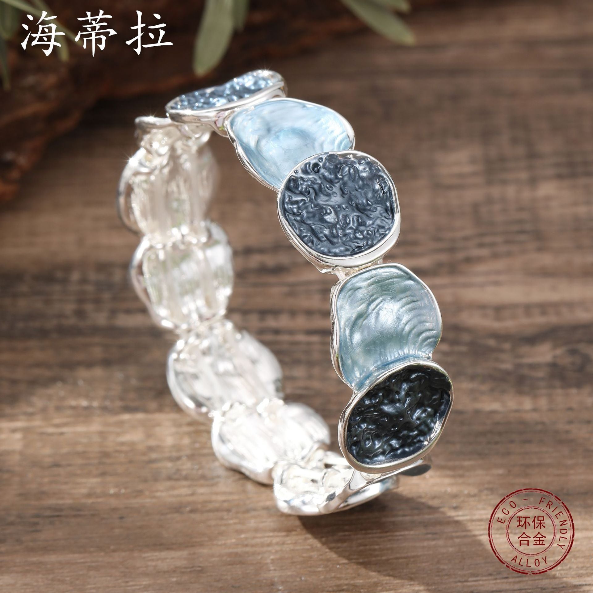 Wholesale  Enamel Color Round Geometric Line Elastic Bracelet