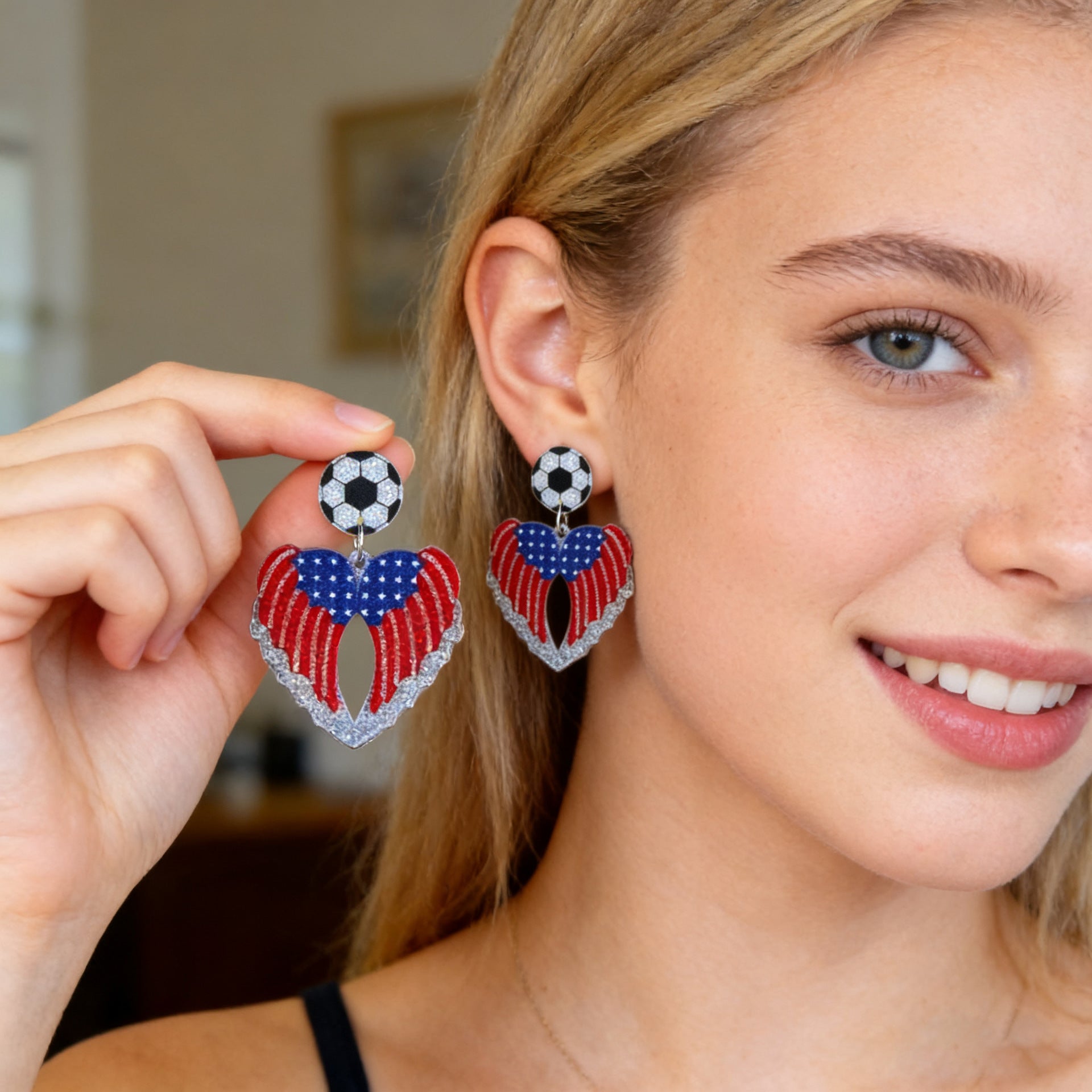 Wholesale USA Flag Acrylic Earrings for the USA Cup,  USA Cup,  Canada,  Mexico
