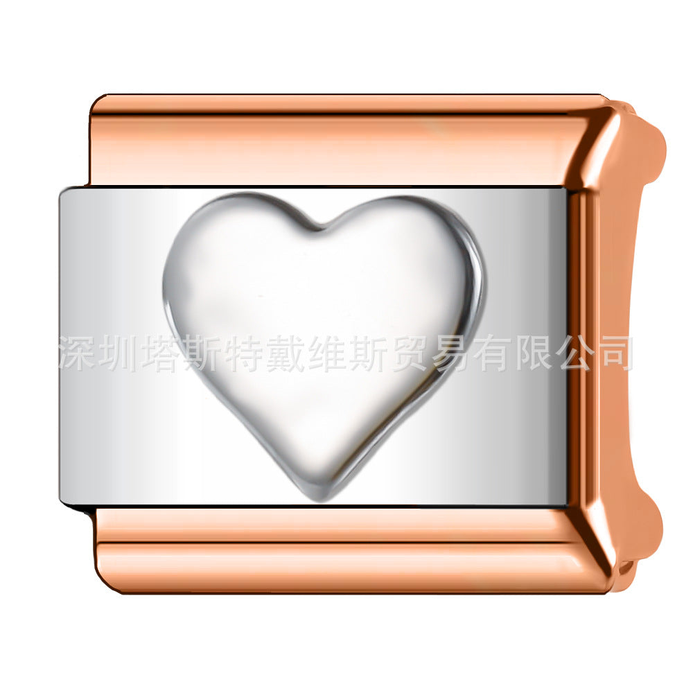 Wholesale  Italian Charm Bracelet 9mm DIY Rose Gold Series Creative Stainless Steel Composable Bracelet