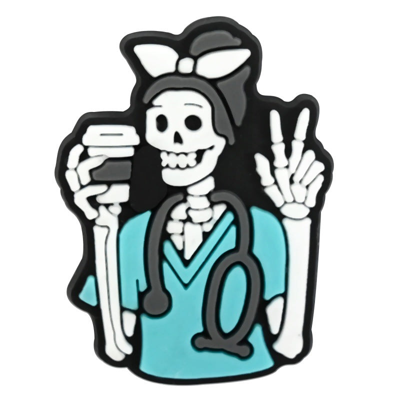 Wholesale Random 100pcs  skull cartoon clogs  PVC Soft Rubber Shoe Buckle Decoration