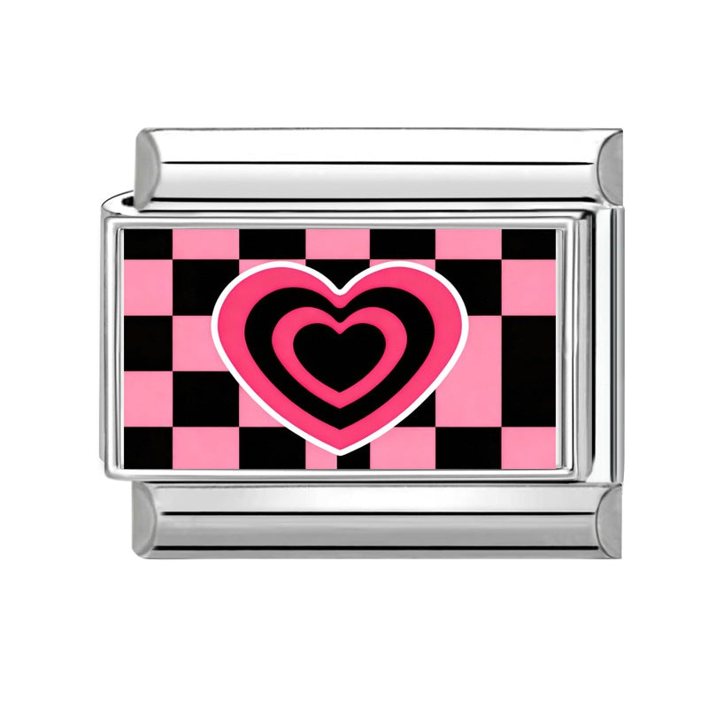Wholesale Hearts and Love Italian Charms pink series  DIY  Single Section Creative Stainless Steel Composable Bracelet