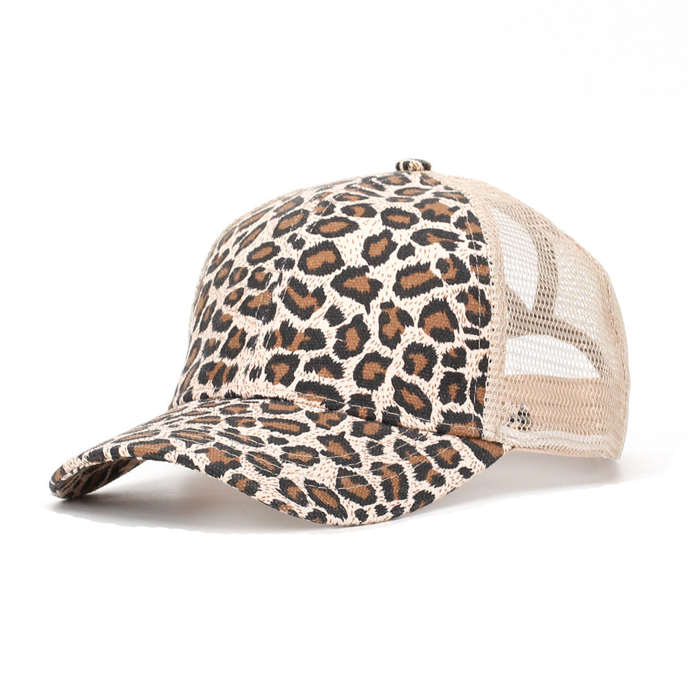 Wholesale  leopard print high ponytail baseball cap
