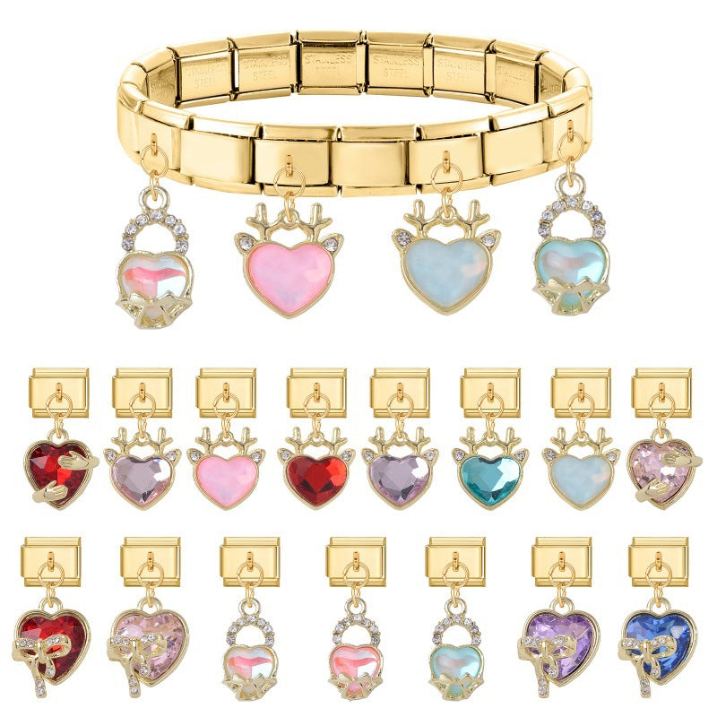 Wholesale Italian Charm Bracelet 9mm DIY Love Series  Creative Stainless Steel Composable Bracelet