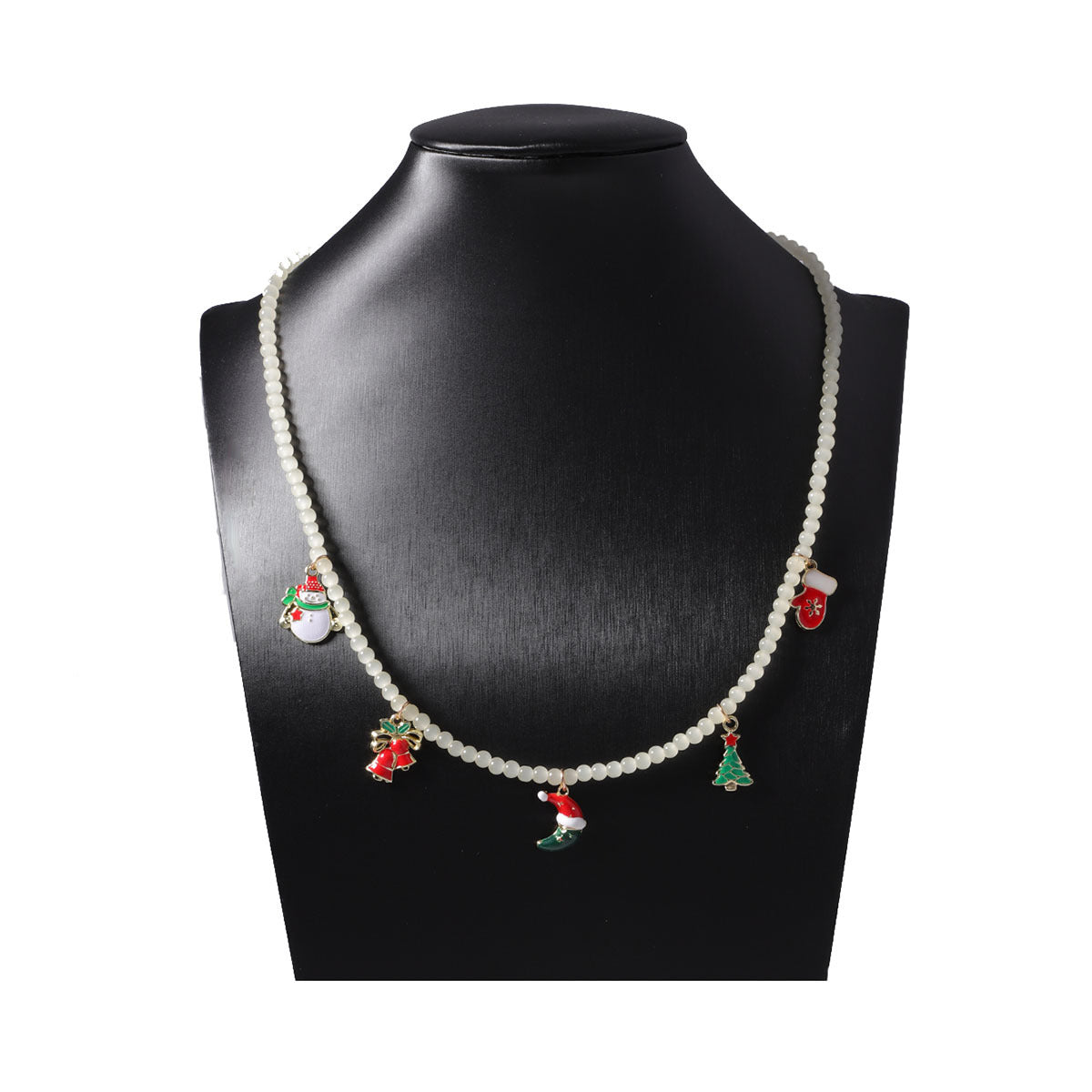 Wholesale Cartoon oil drop alloy Christmas tree bell glass bracelet