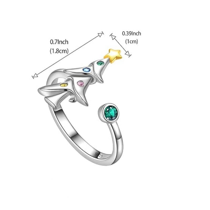 Wholesale diamond ring Christmas tree design opening adjustable ring