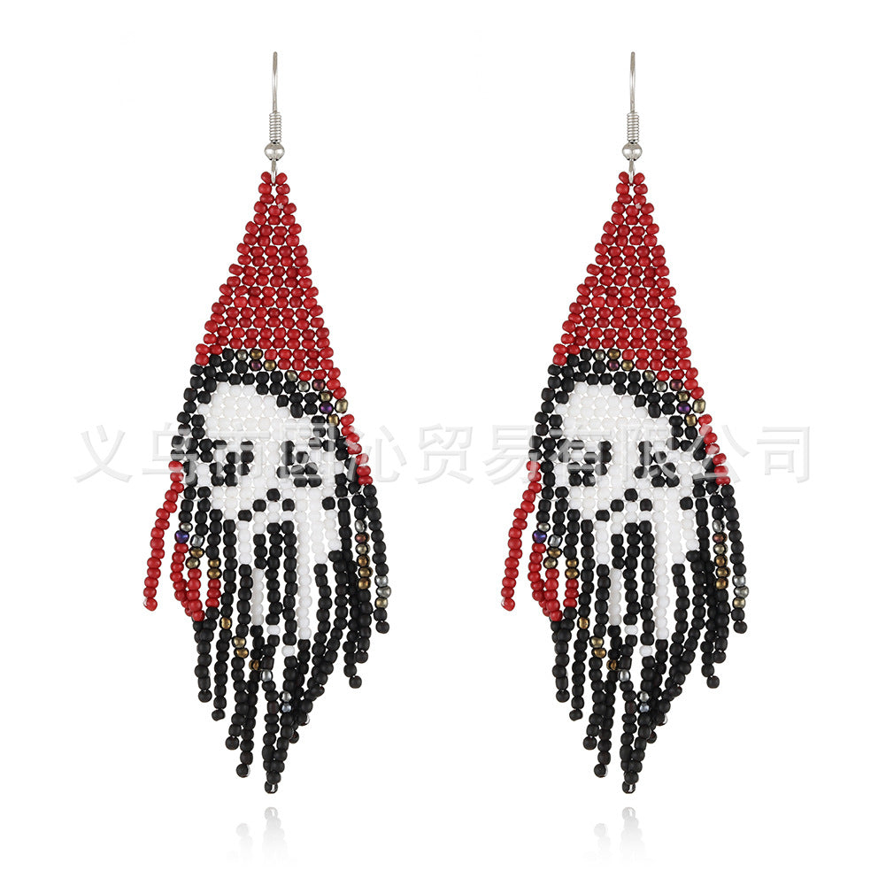 Wholesale Halloween Rice Bead Tassel Earrings Women Bohemian Pumpkin Ghost Handmade Earrings ACC-ES-YuanQin003