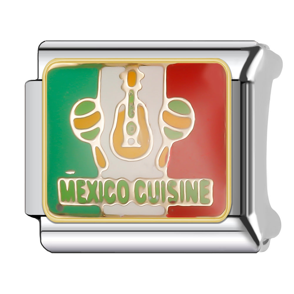 Wholesale Italian Charm Bracelet 9mm DIY Splicing National Tourism Scenic Logo Stainless Steel Composable Bracelet