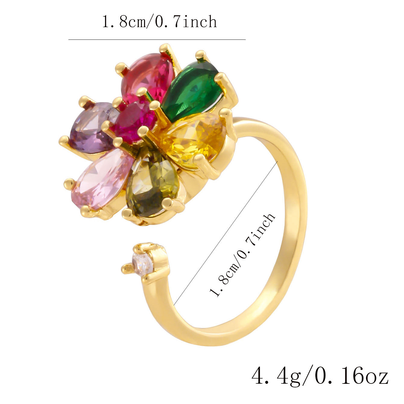 Wholesale Gold Plated Adjustable Rotating Ring Star Moon Zircon Women' s Fashion Jewelry Gift