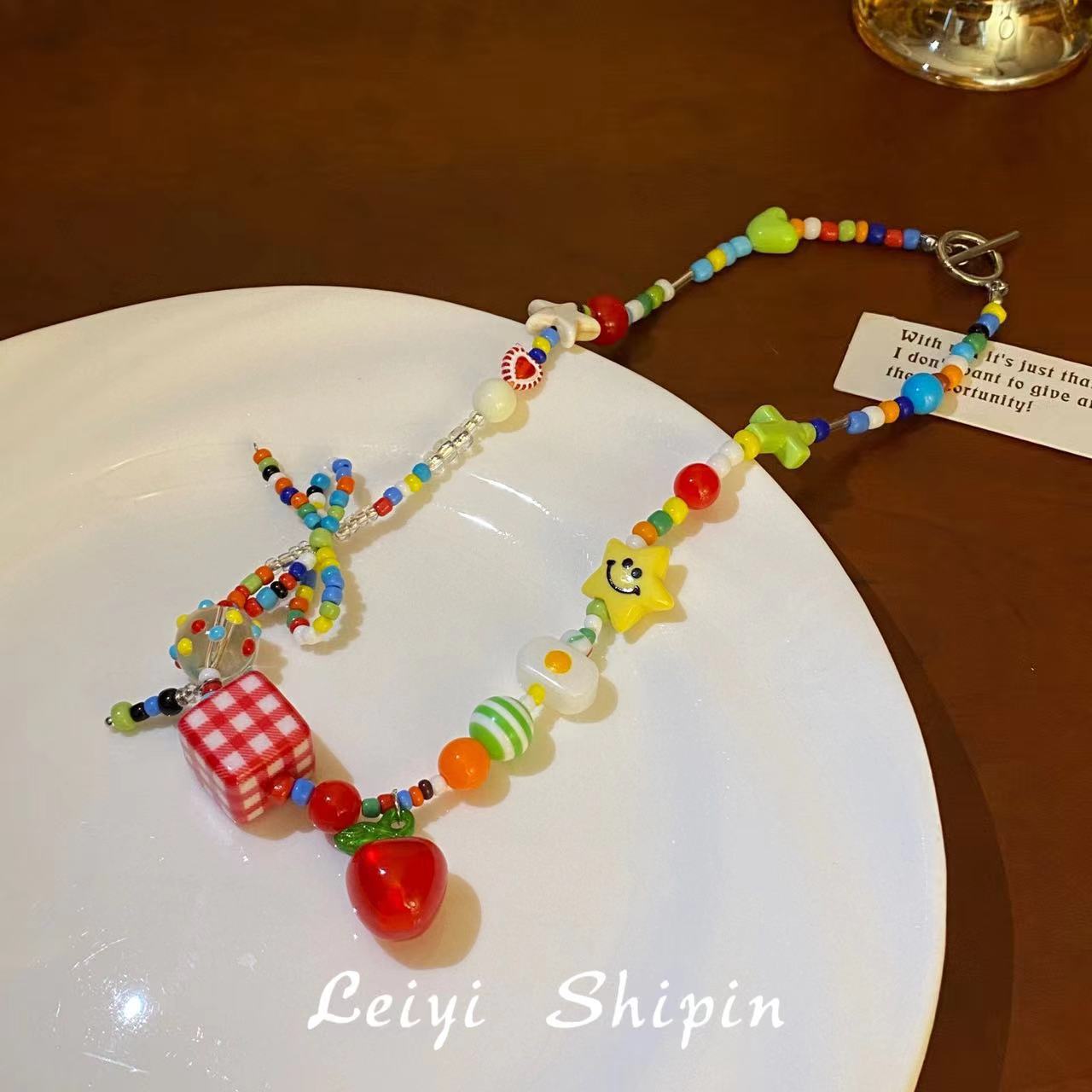 Wholesale Summer Dopamine Color Beaded Necklace