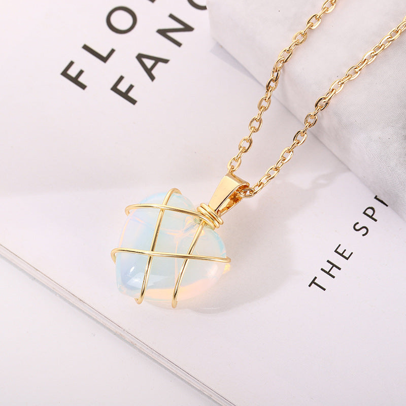 Wholesale Opal Heart Pendant Necklaces ACC-NE-MLR007