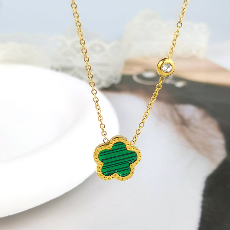 Wholesale Light Luxury Diamond Four-leaf CloverStainless Steel Necklaces ACC-NE-GuDi005