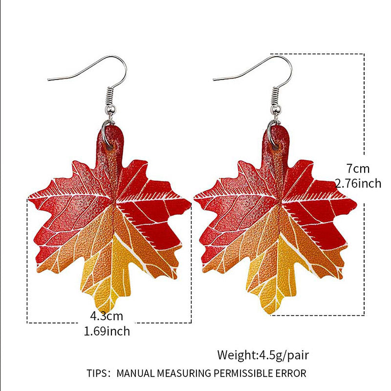 Wholesale Halloween Maple Leaf Leather Earrings