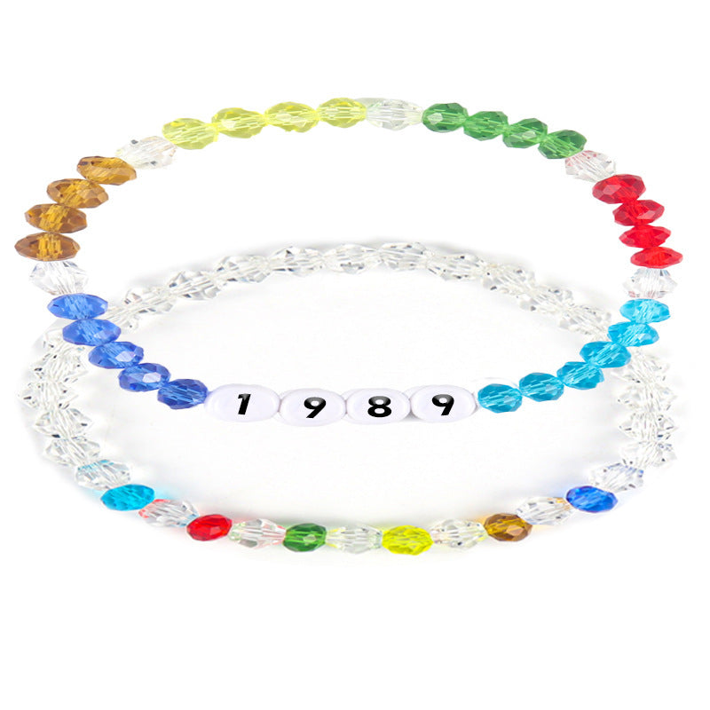 Wholesale  Colorful Cut Corner Beads  Elastic Rope Bracelet Set
