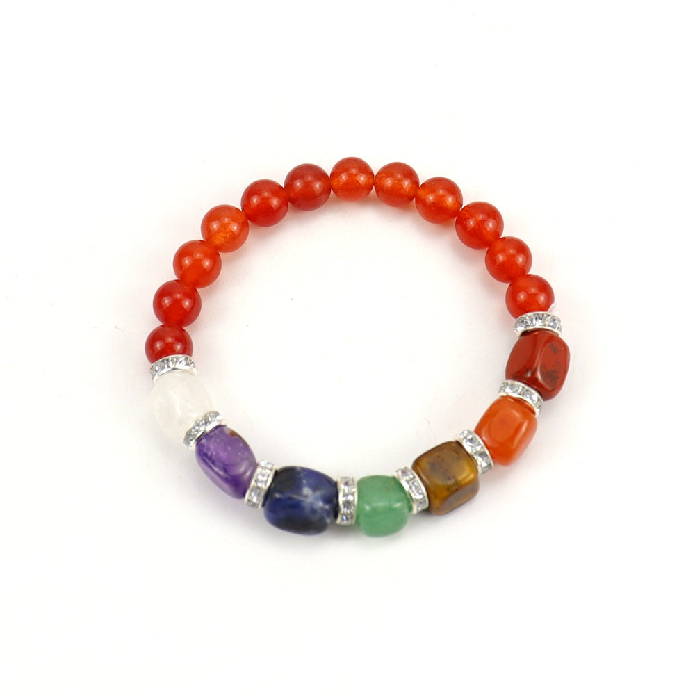 Wholesale Colorful Agate Micro-Paved Diamond Synthetic White Pine Tiger Eye Stone Pink Chalcedony Volcanic Stone Beaded Bracelet