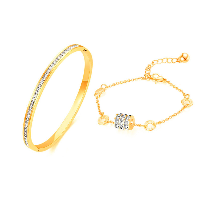 Wholesale Titanium Steel Square Diamond Small Waist Bracelet Stacked Bracelet