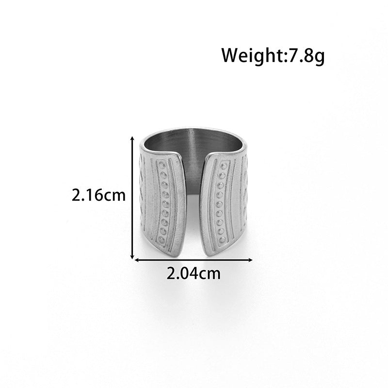 Wholesale Titanium steel exaggerated wide version fashion  light luxury smooth metal line opening adjustable ring