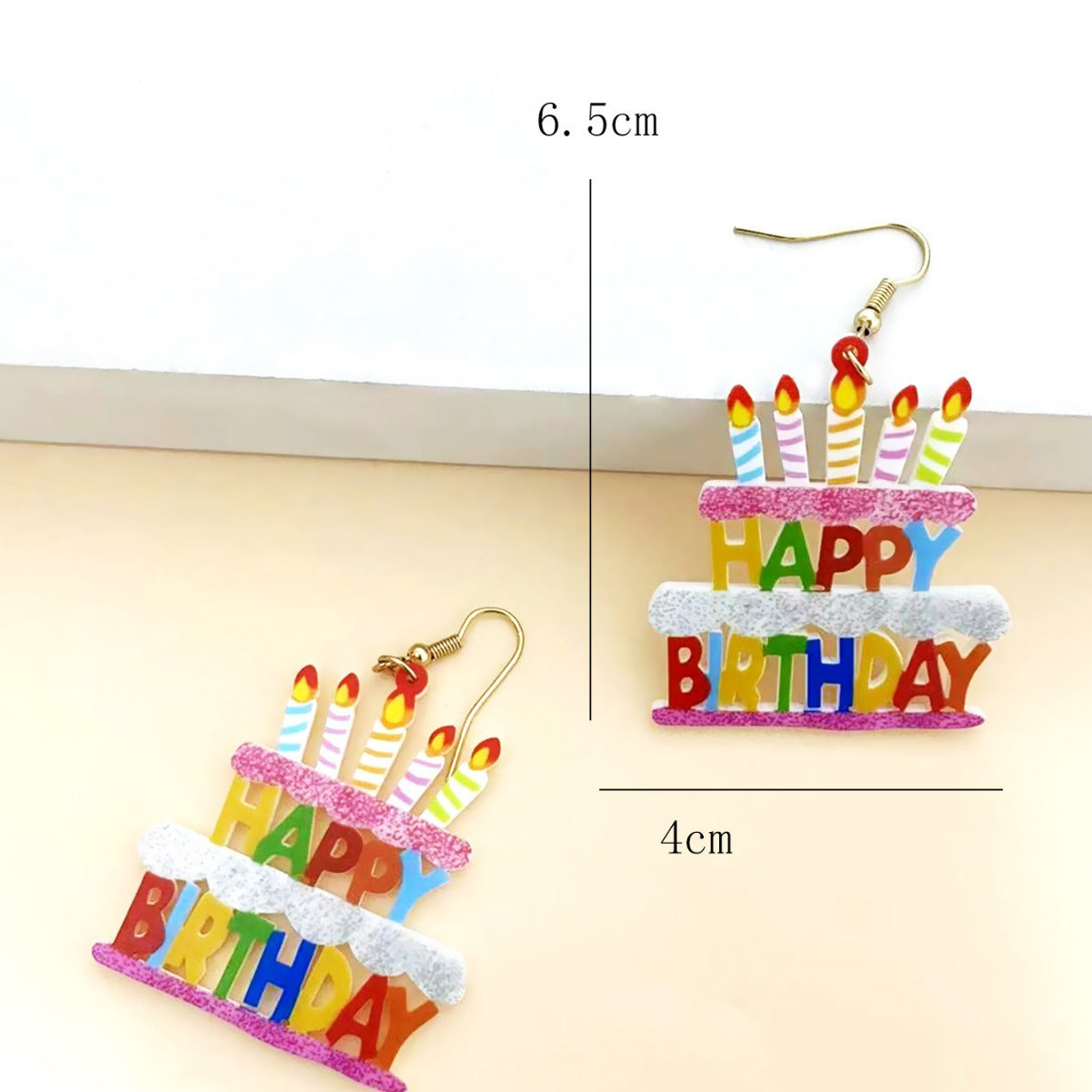 Wholesale Happy Birthday Acrylic Birthday Cake Earrings ACC-ES-FuSu002