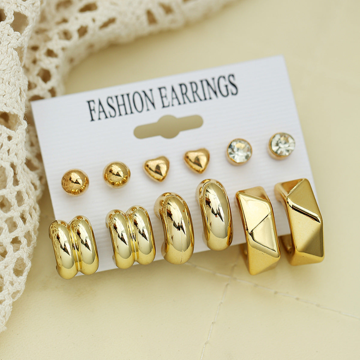 Wholesale 12Pcs Water Drop Earring Set With Studs Gold Plated Resin Fashion Jewelry Accessory For Women Gift And Boutique Resale