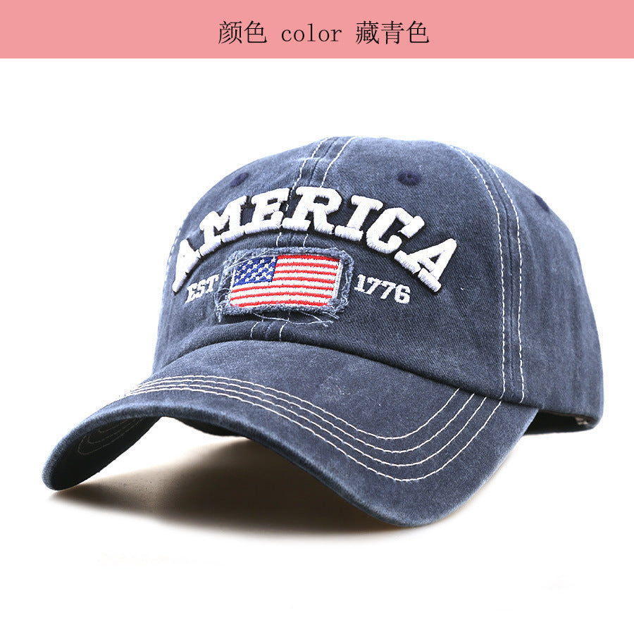 Wholesale Trendy American Flag Embroidered Baseball Cap,  Solid Black Unisex Sun Protection Hat,  Fashion Boutique Resale Gift