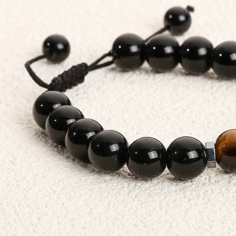 Wholesale 10MM Tiger Eye Stone Bracelet Men's Black Magnet Braided Agate Bracelet ACC-BT-zhixiang009