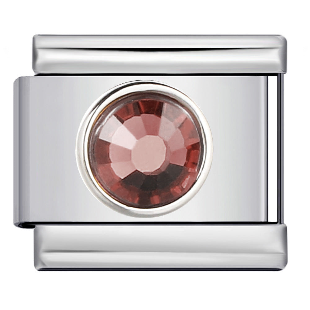 Wholesale Italian Charm Bracelet 9mm DIY Splicing Removable Circle Colored Stone Stainless Steel Composable Bracelet