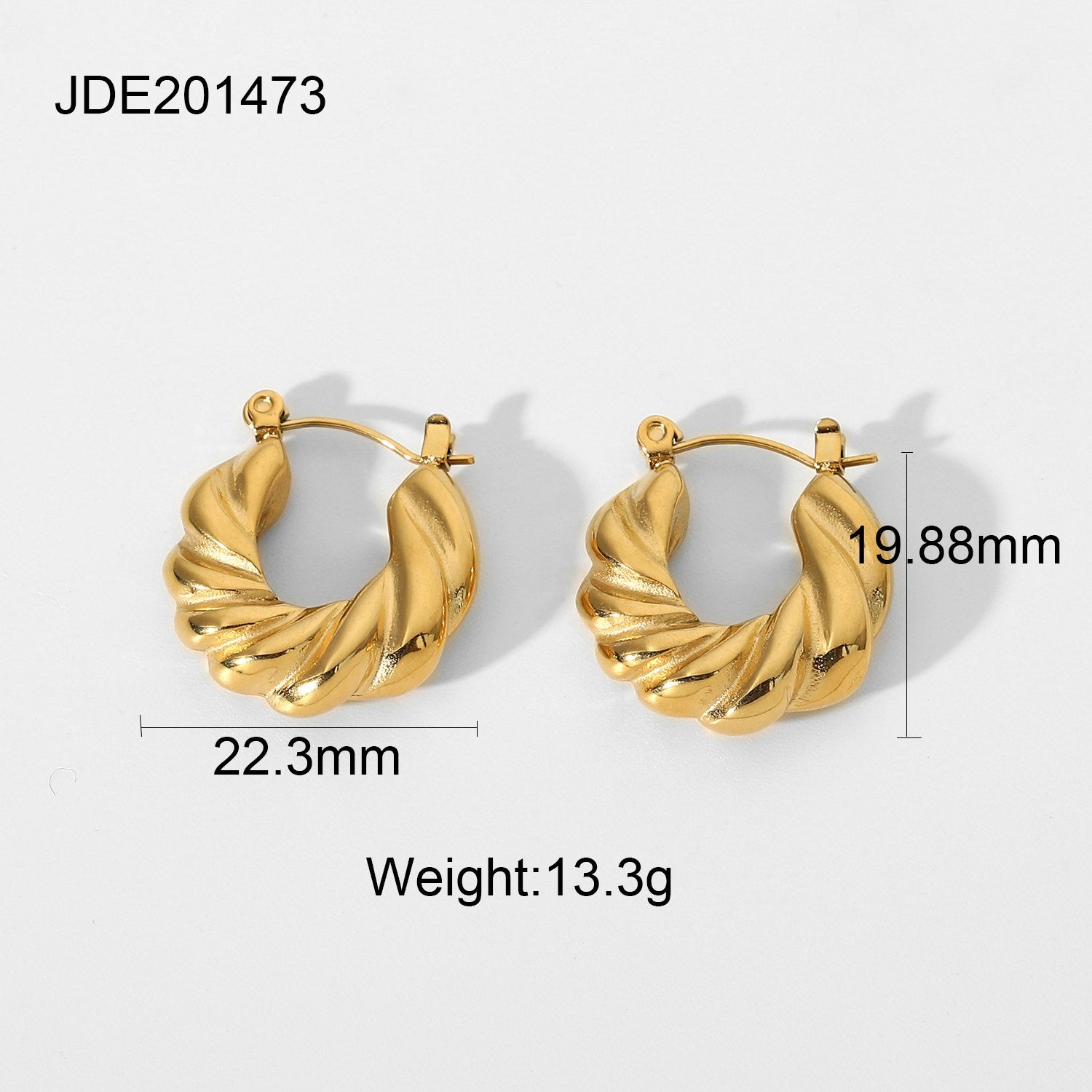 Wholesale gold plated stainless steel twist hoop earrings geometric earrings ACC-ES-Jied004