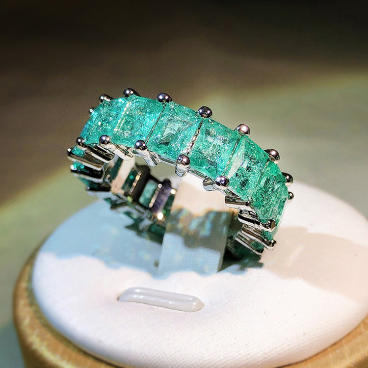Wholesale  inlaid Paraiba square ring