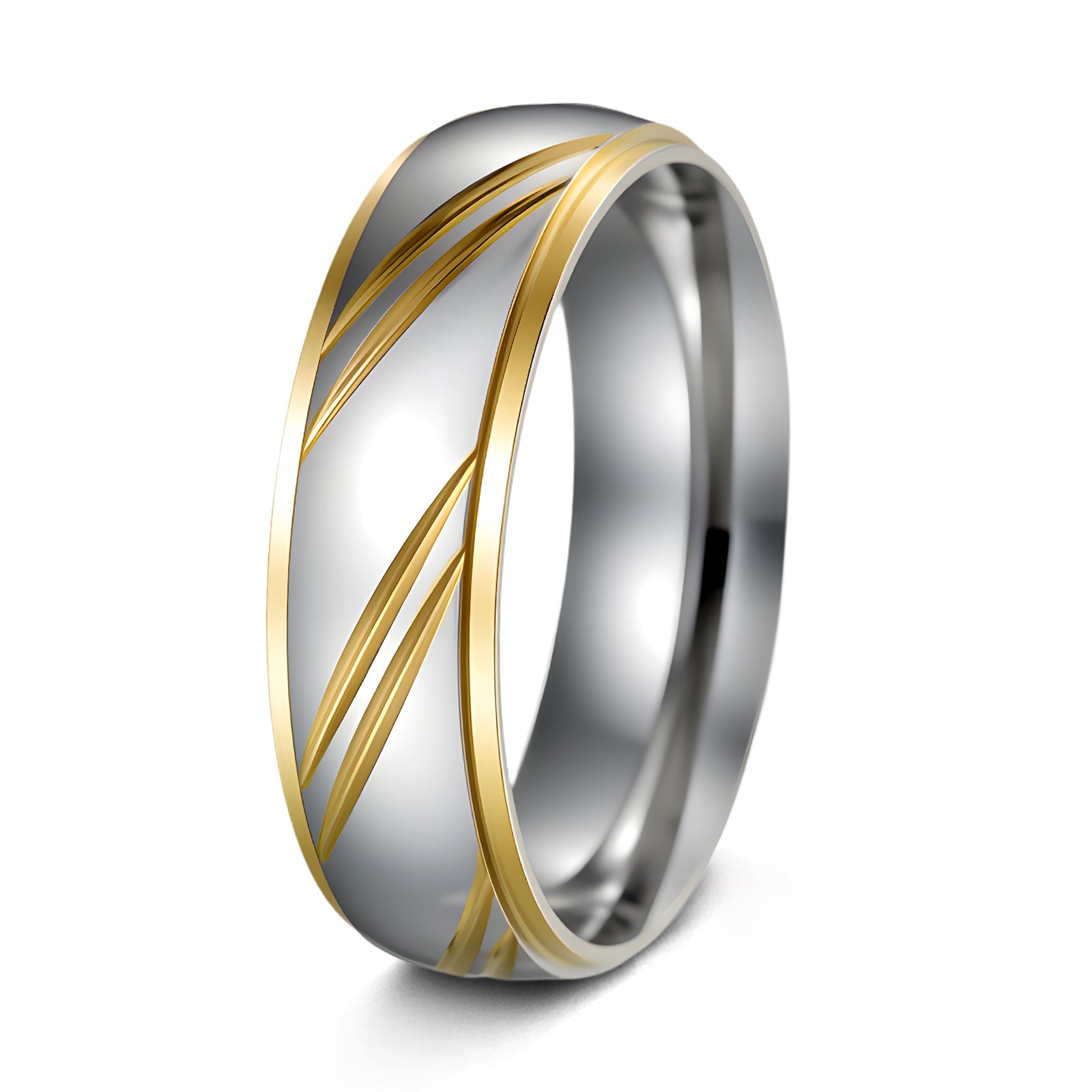 Wholesale European Fashion Gold Tone Stainless Steel Couple Rings,  Jewelry Accessory