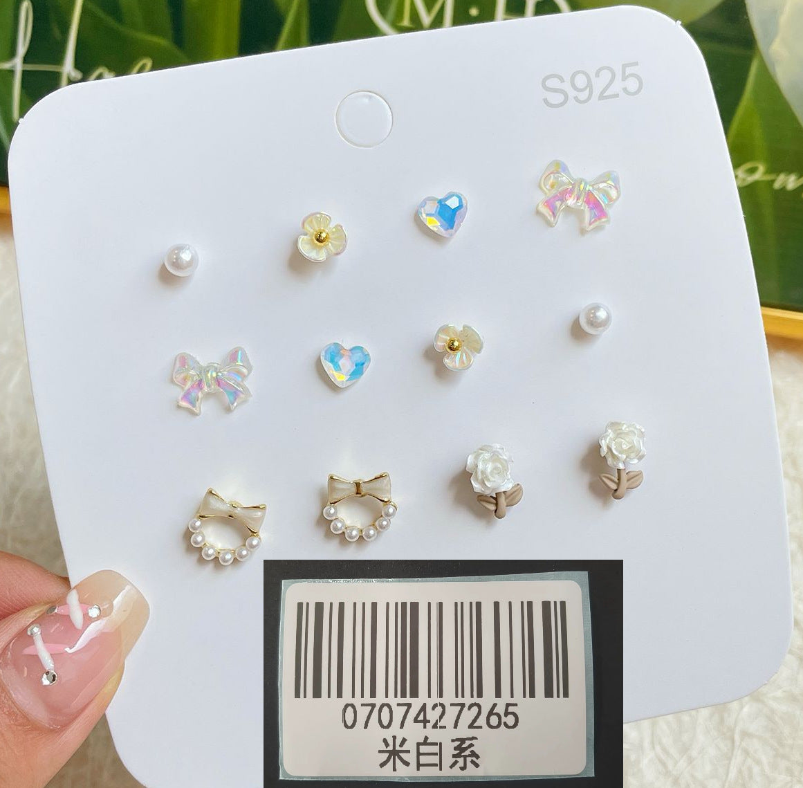 Wholesale Sweet and fresh silver needle small floral and fruit earrings