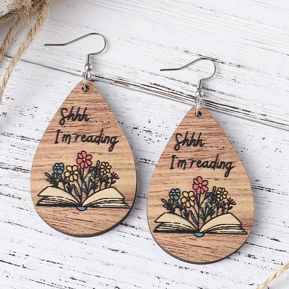 Wholesale Graduation Season Water Drop Hanging Wood Earrings ACC-ES-ChuLian080