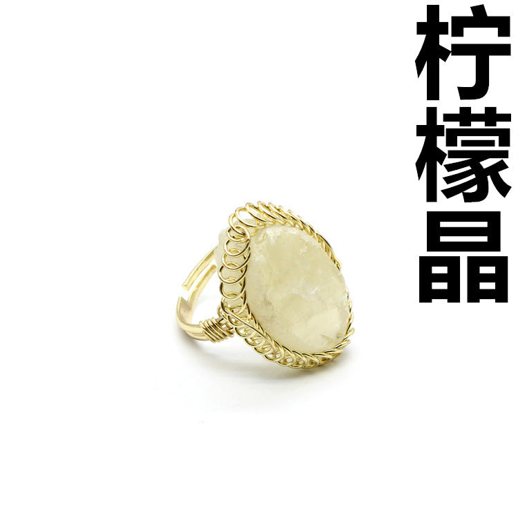 Wholesale natural stone crystal stone ring