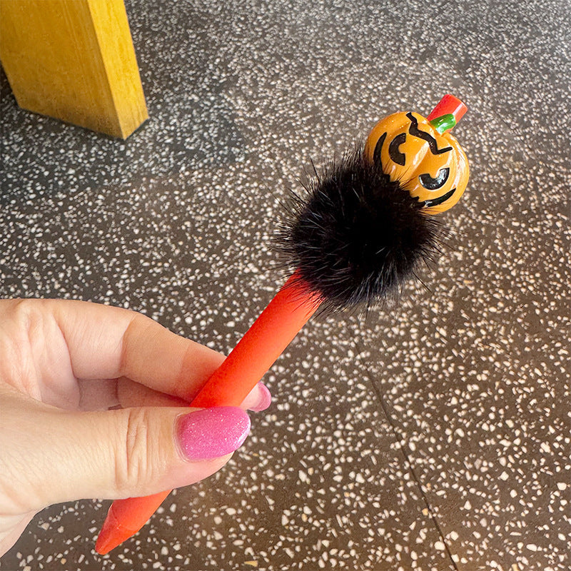 Wholesale Halloween Funny Creative Cartoon Fur Ball Press Ballpoint Pen