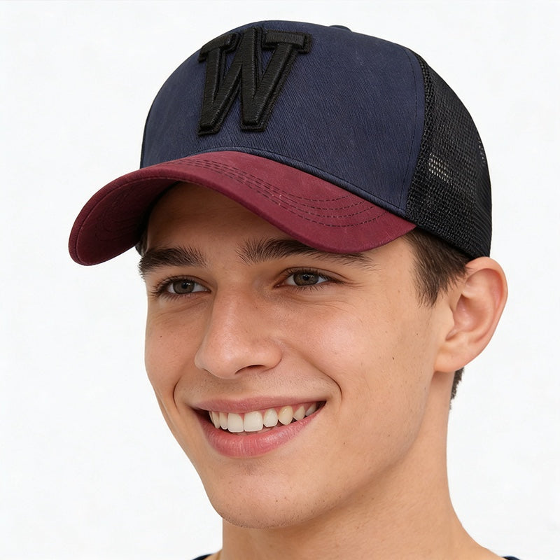 Wholesale 3D Embroidered Distressed Baseball Cap Trendy Adjustable Breathable Mesh Hat For Outdoor Summer