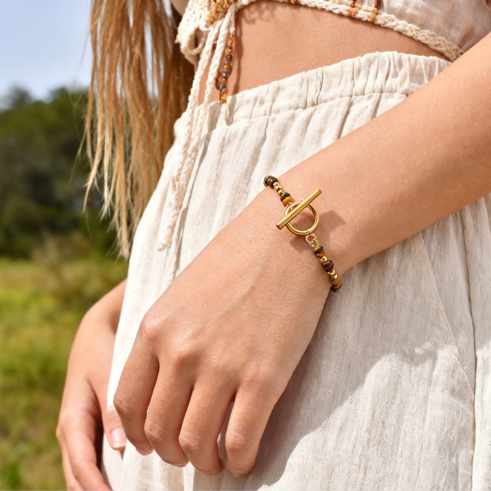 Wholesale Stainless Steel Colorful Natural Stone Beaded Bracelet Women S Fashion Jewelry Accessory
