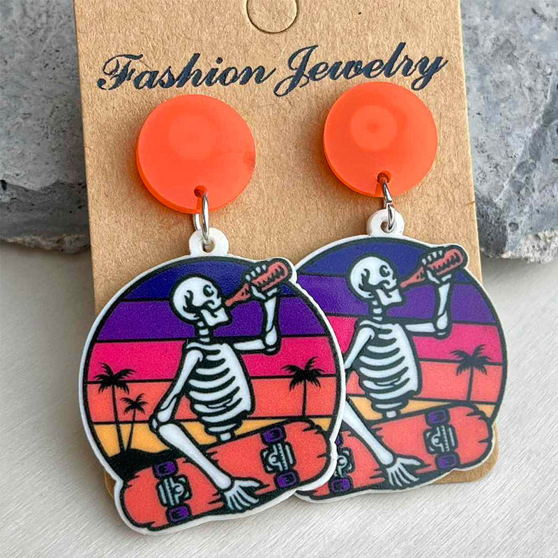 Wholesale 2 Pairs/pack Seaside Beer Sunglasses Sunrise Sunset Acrylic Earrings Summer ACC-ES-HY019