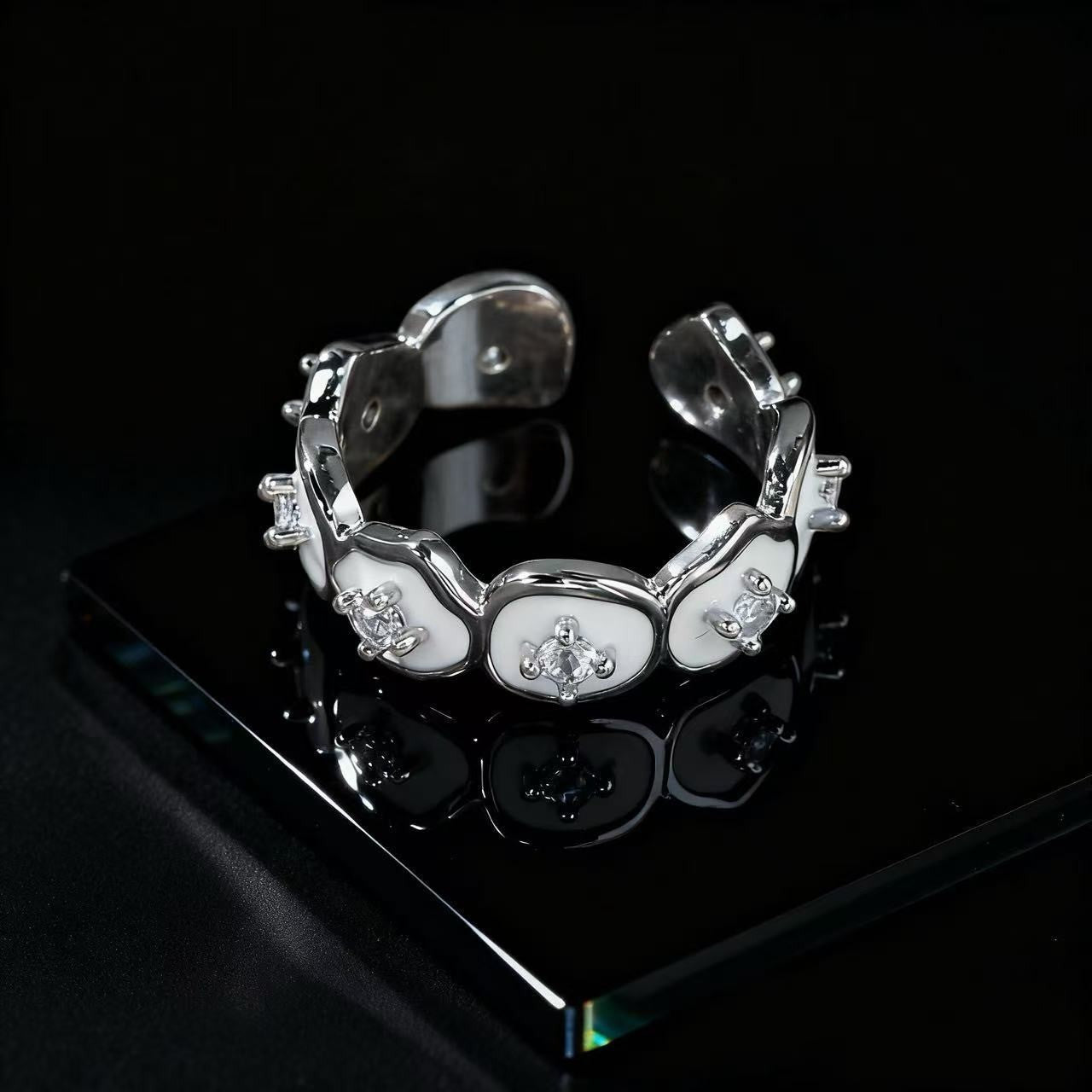 Wholesale Trendy Flower Open Ring For Women Zircon Pearl Rhinestone Design Jewelry Accessory Gift Everyday Wear Resale
