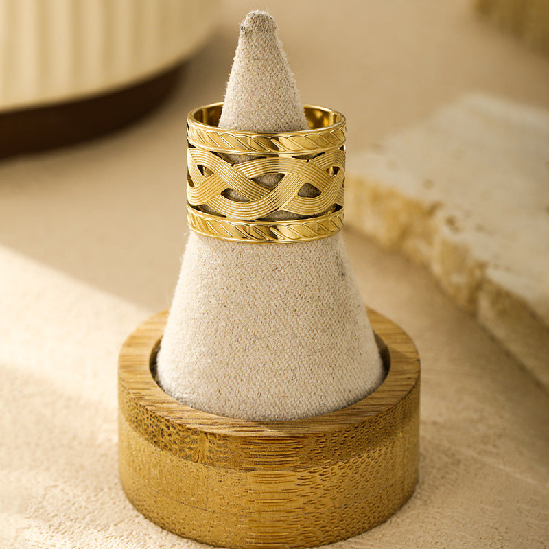 Wholesale Stainless Steel  Retro Pure Metal Braided Oil  Ring