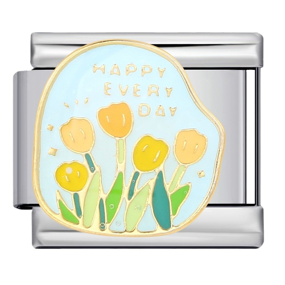 Großhandel 5pcs Italienisches Charmalme Armband 9mm DIY Spleißen Blumenkollektion Edelstahl mit komponierbarem Armband