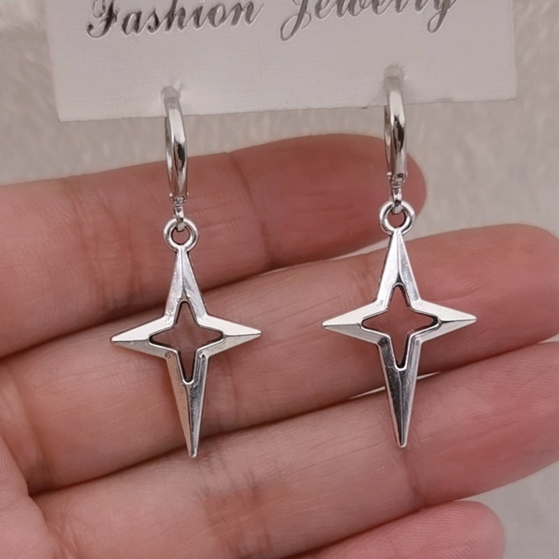 Wholesale Gothic Punk Star Cross Pendant Dangle Earrings Fashion Jewelry Accessory