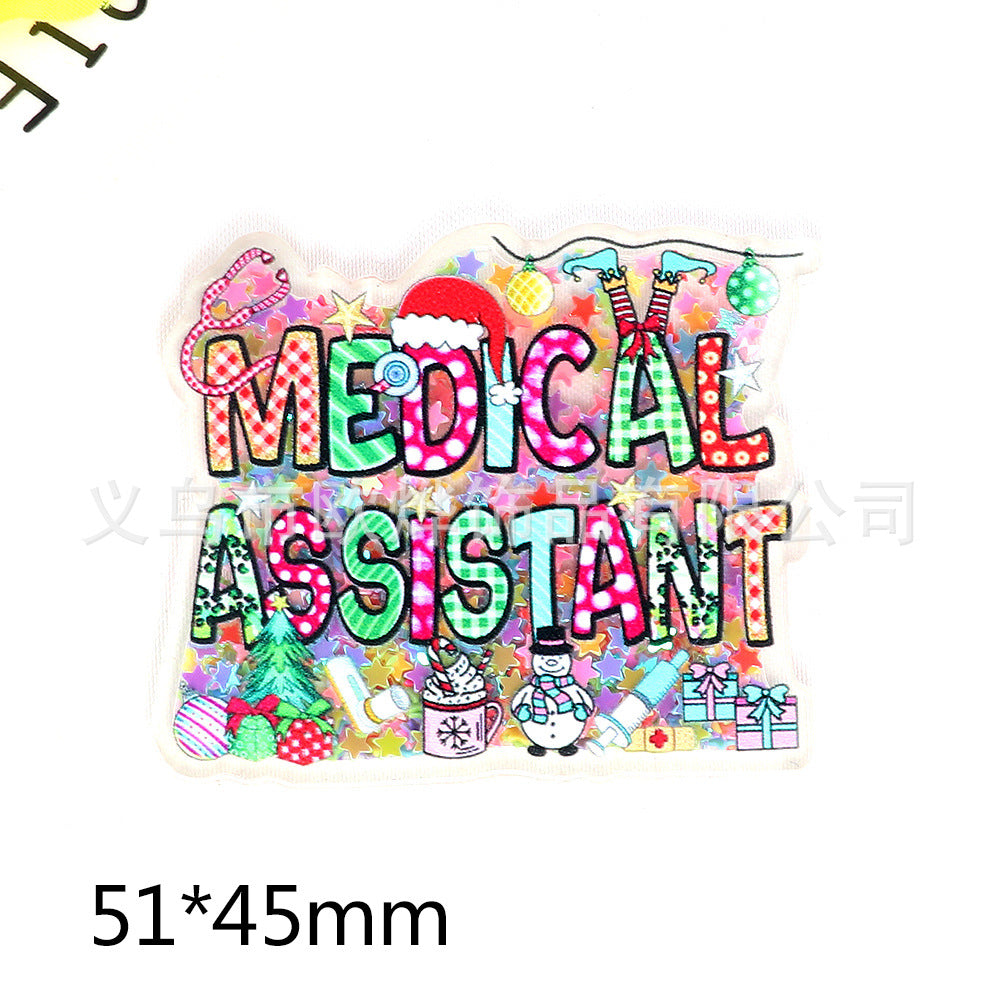 Wholesale 10pcs DIY Flatback Cartoon Christmas Snowman Acrylic Flatback Badge Reels Retractable Keychain DIY Accessories