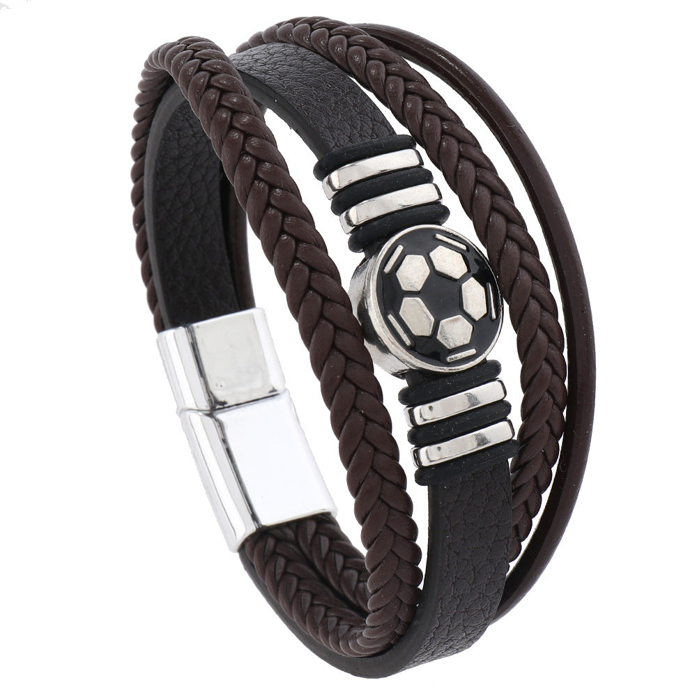 Wholesale Leather multi-layered football bracelet