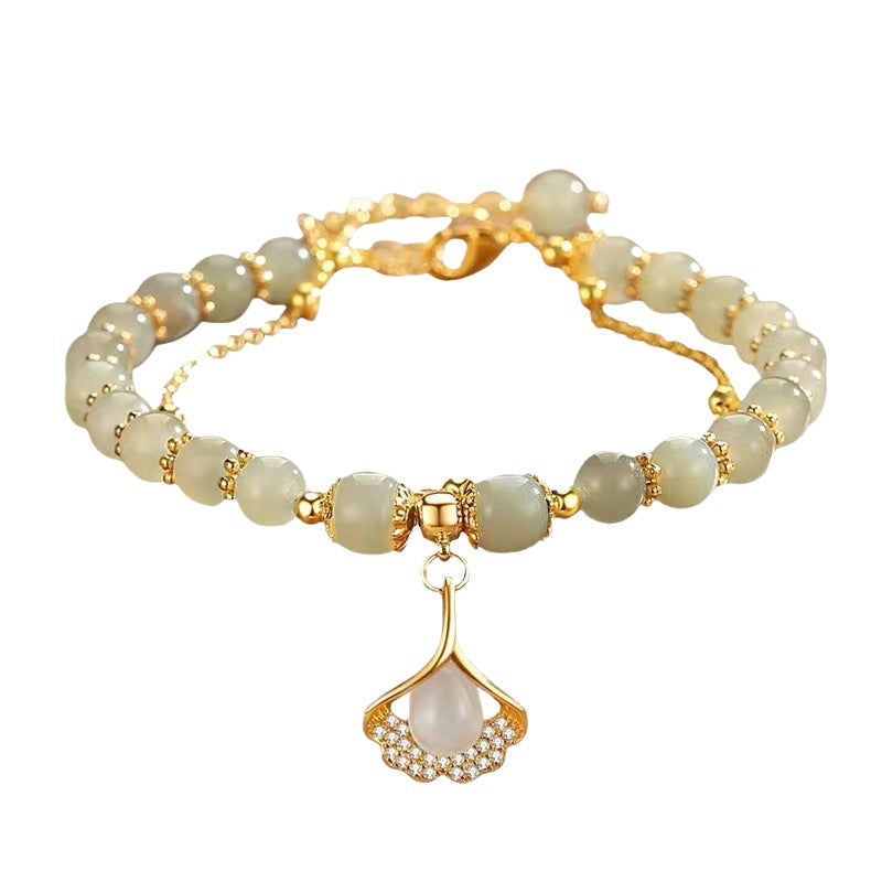 Wholesale Stylish Glass Glazed Leaf Design Bracelet for Women,  Boutique Resale Gift for Anniversary Celebration