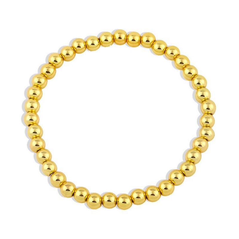 Wholesale Copper Plated Gold Beads Color-retaining Bracelet Beach Style Geometric Elastic Bracelet ACC-BT-zhixiang006