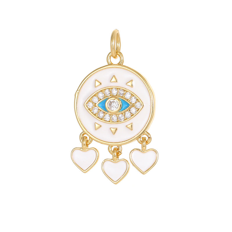 Wholesale Retro Round Evil Eye Pendant Copper Electroplated DIY Jewelry Accessory