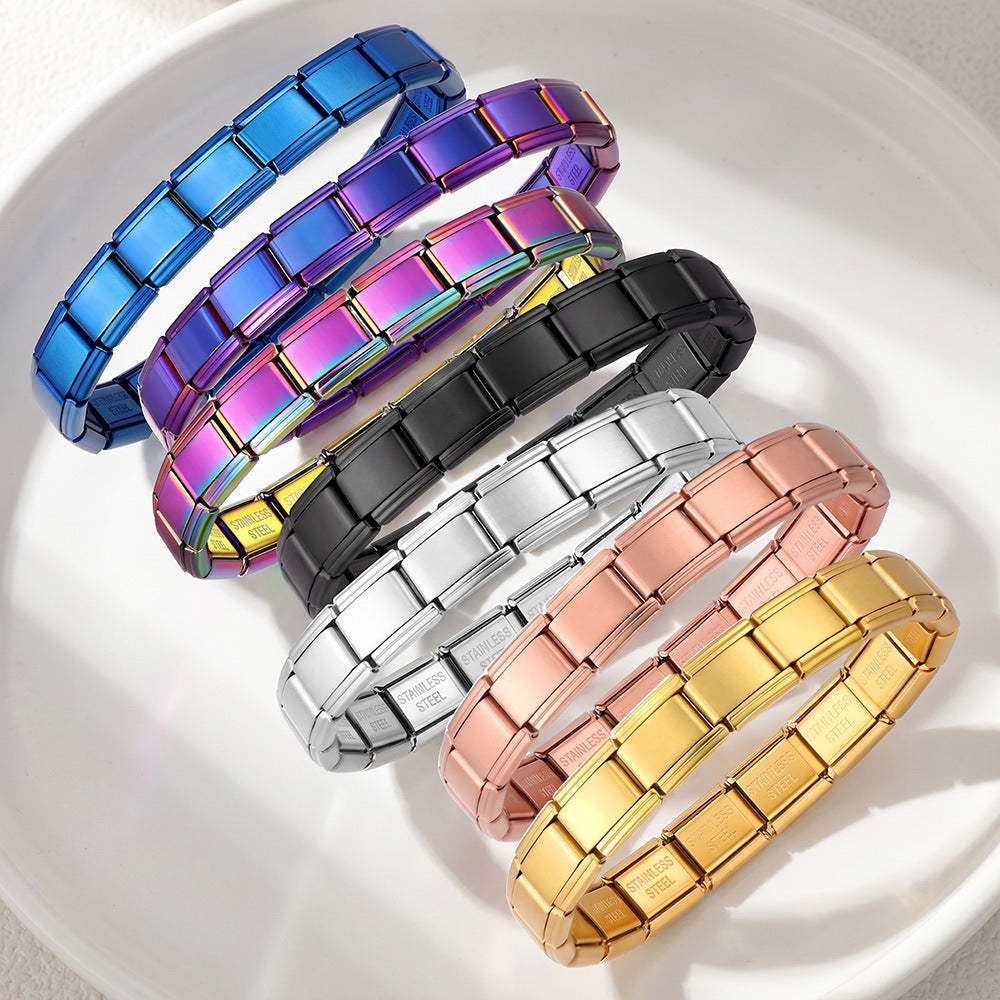 Wholesale Stylish Unisex Electroplated Stainless Steel Italian Charm Bracelet for Everyday Wear and Boutique Resale