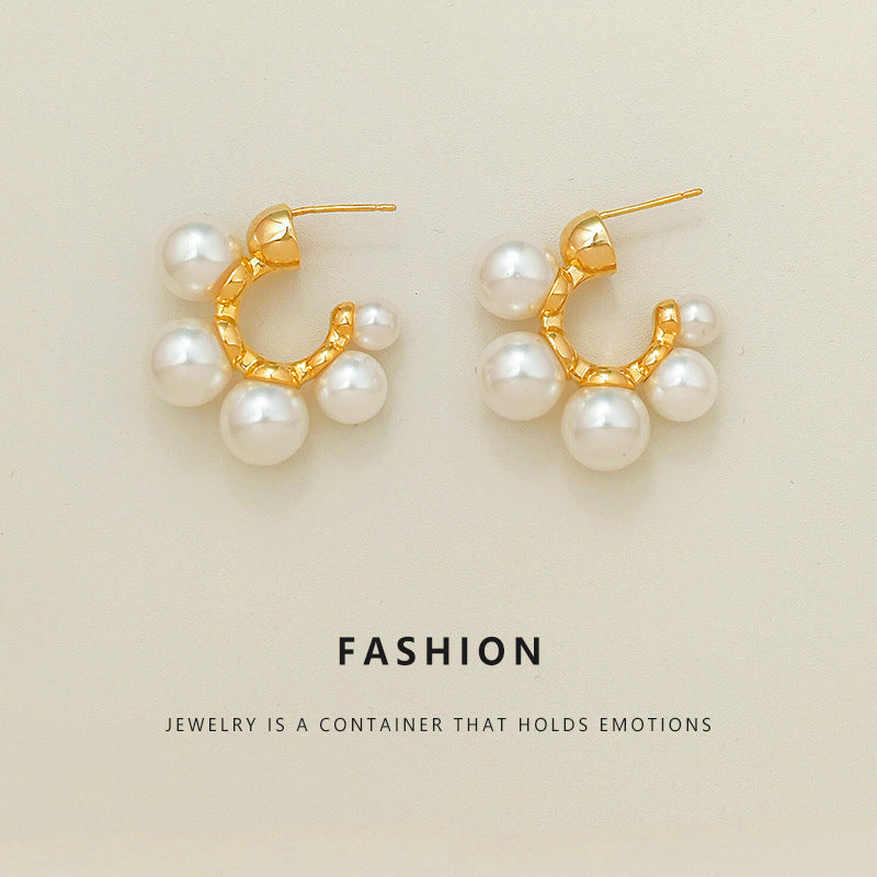 Wholesale Pearl Earrings  Silver Needle Copper Plated Gold Earrings